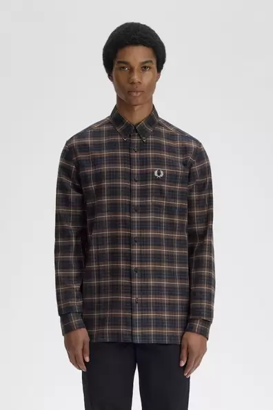 Brushed Twill Tartan Shirt Brown Burnt Tobacco