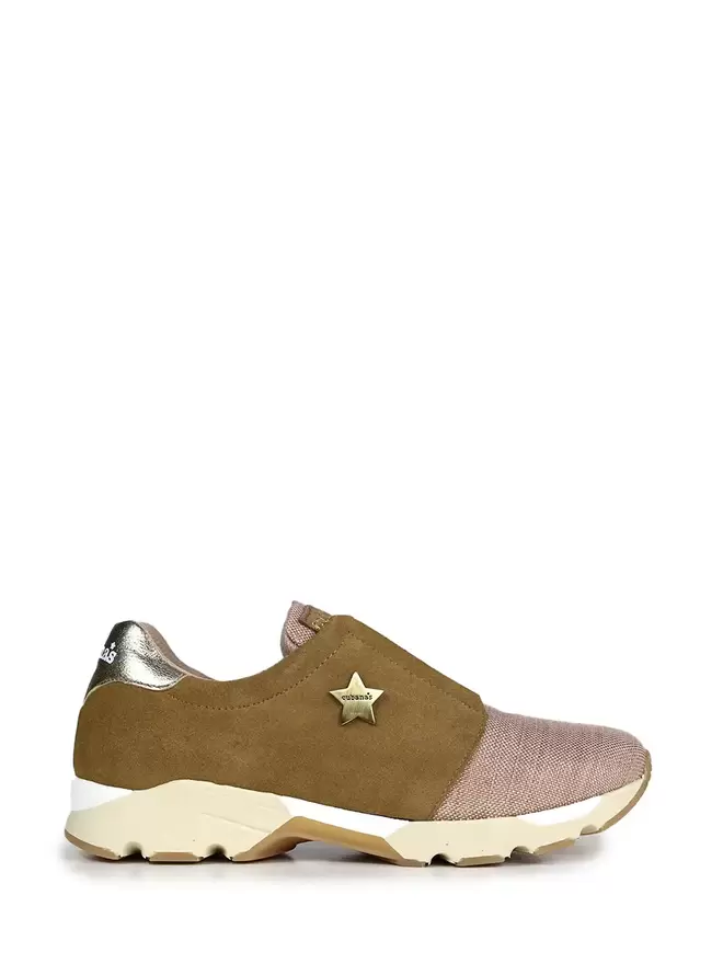 Brown Suede Sneakers with Elastic