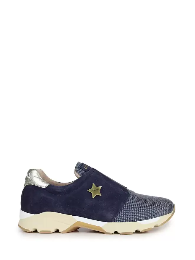Blue Suede and Elastic Sneakers