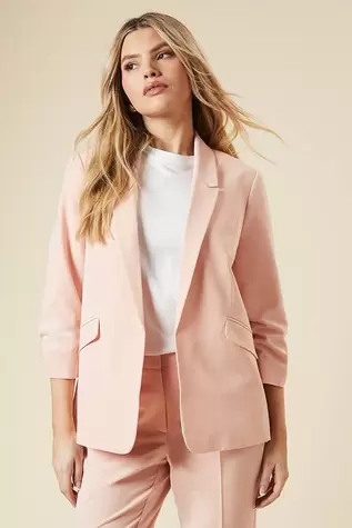 Ruched Sleeve Blazer