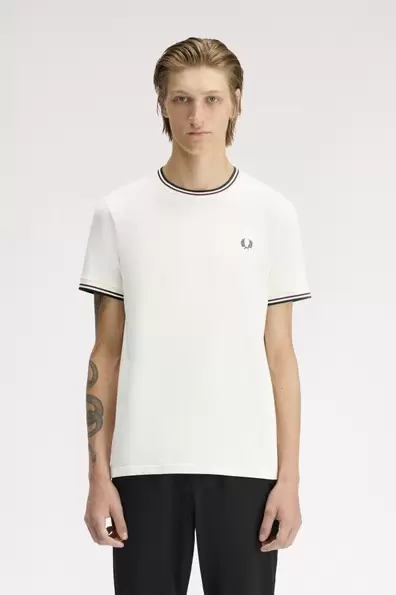 Twin Tipped T-Shirt White Ecru / Oxblood / Grassroots