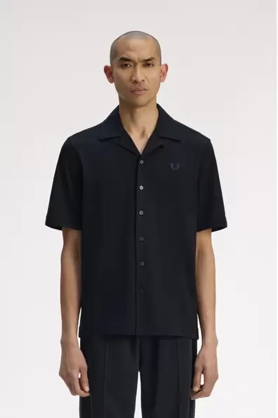 Compress Mesh Revere Collar Shirt Black Black