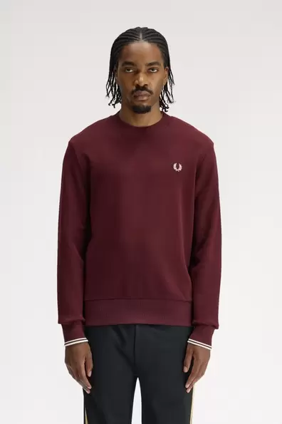 Crew Neck Sweatshirt Red Oxblood / Ecru
