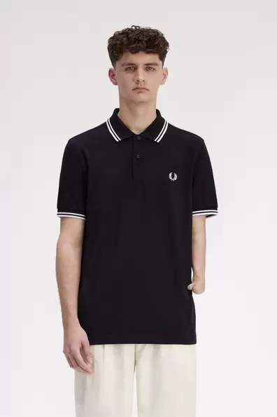 The Adaptive Fred Perry Shirt Black Black / White / White