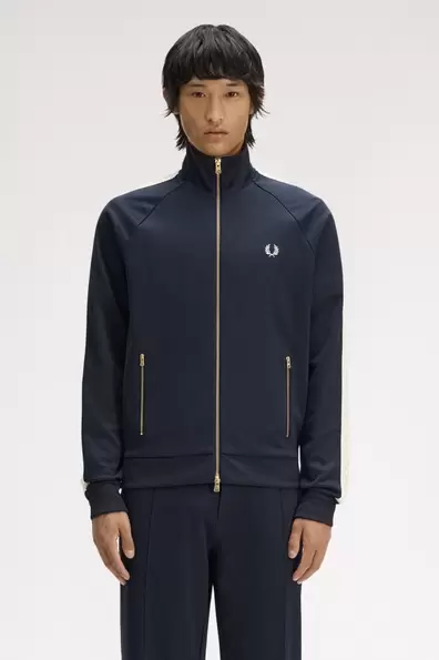 Cable Taped Track Jacket Navy Navy