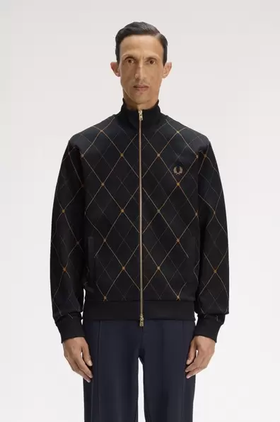 Argyle Track Jacket Black Black
