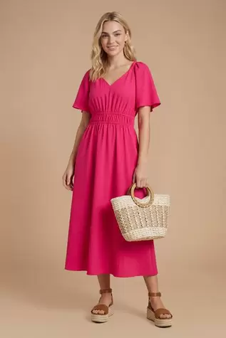 Flutter Sleeve Midi Dress