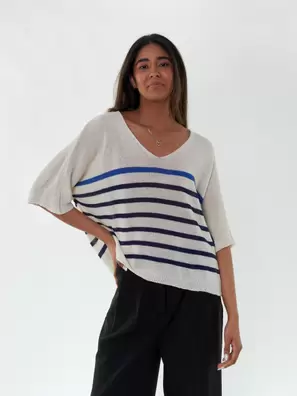 Camisola de Malha Fina às Riscas