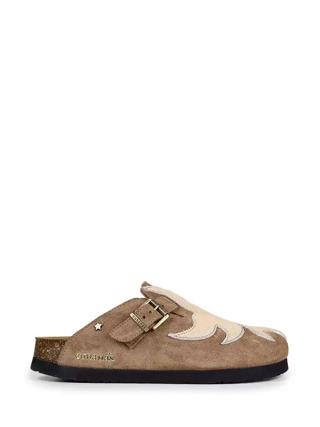 Maria Sandal in Camel Suede and Fur