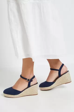 Rumor Faux Suede Closed Toe Espadrille Wedge Sandals