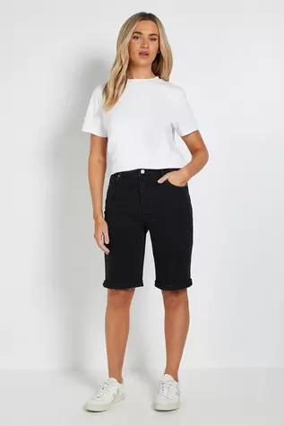 Stretch Denim Turn Up Shorts