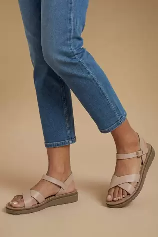 Good For The Sole: Florinda Cross Strap Comfort Wedge Sandals