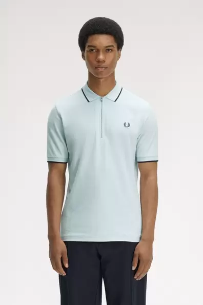 Crepe Piqué Polo Shirt Blue Light Ice