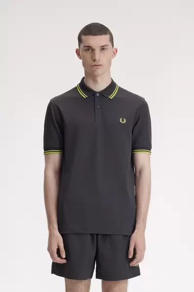 Tennis Fred Perry Shirt Grey Anchor Grey / Citron / Citron