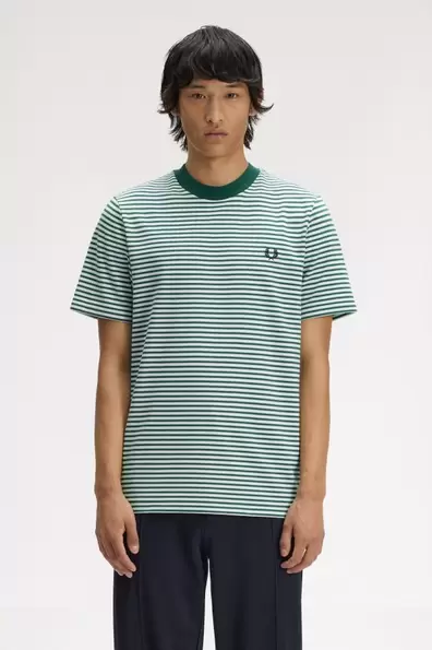 Fine Stripe Heavyweight T-Shirt Green Sport Green