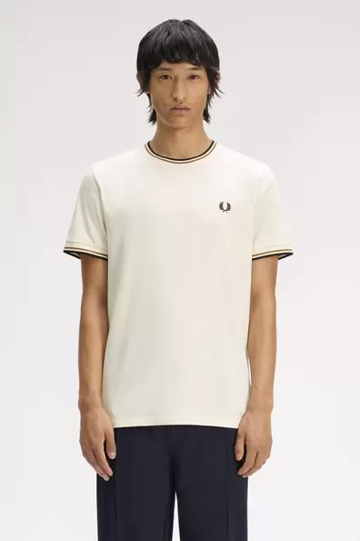 Twin Tipped T-Shirt White Ecru / Dark Caramel / Black