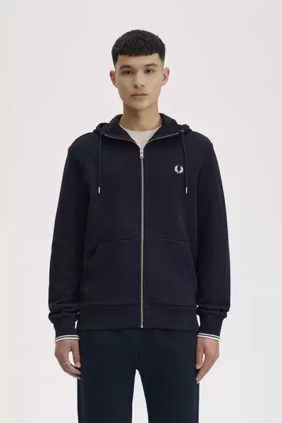 Hooded Zip Through Sweatshirt Navy Navy