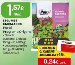 Porsi/Programa Origens - Legumes Embalados
