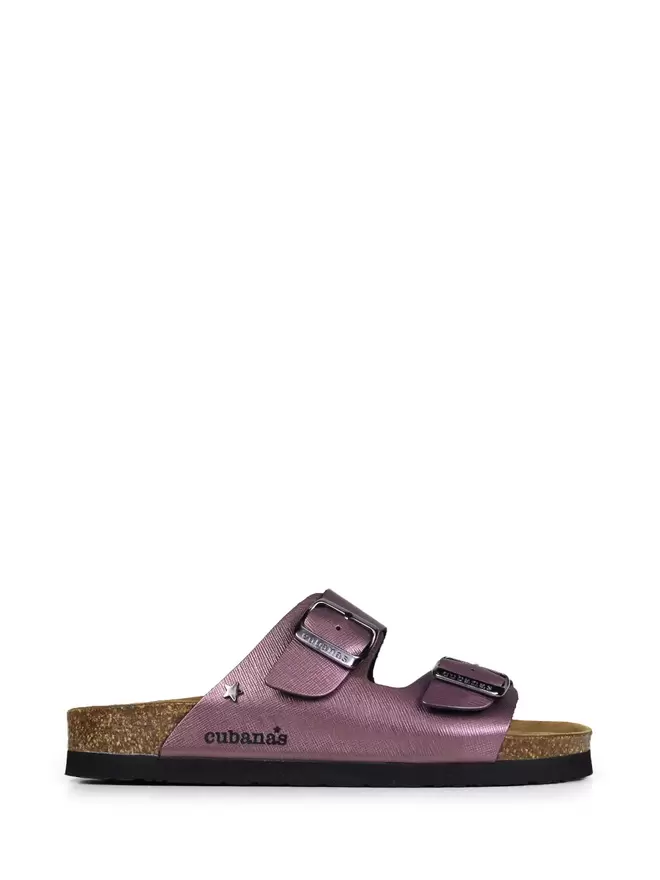 Amalia Metallic Pink Leather Sandal
