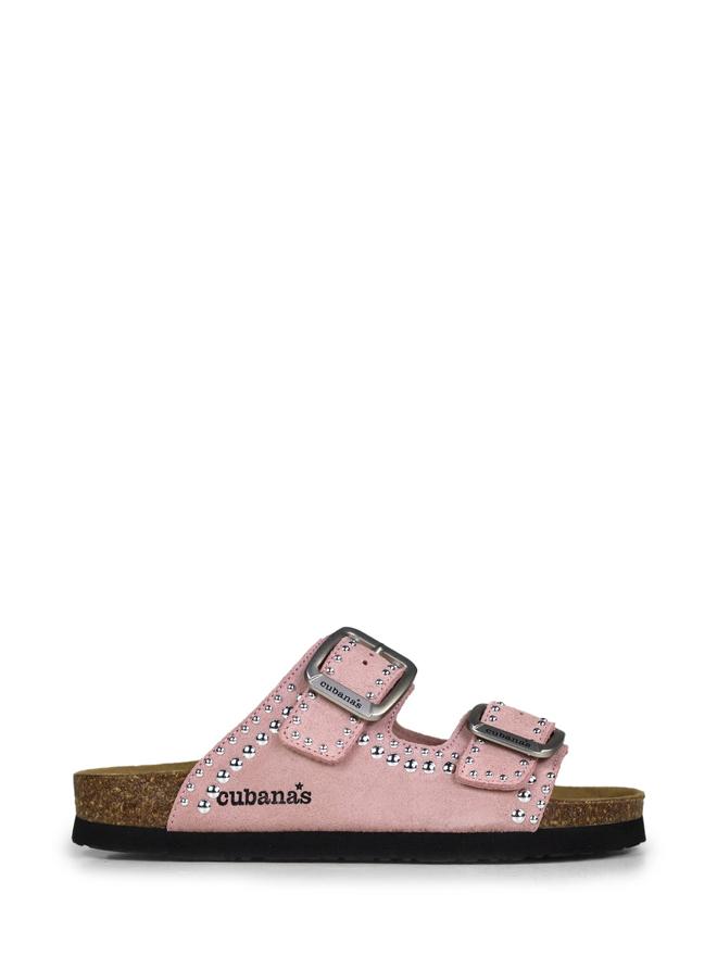 Amália Pink Suede Studded Sandals