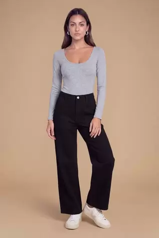 Petite Wide Leg High Waist Denim Jeans