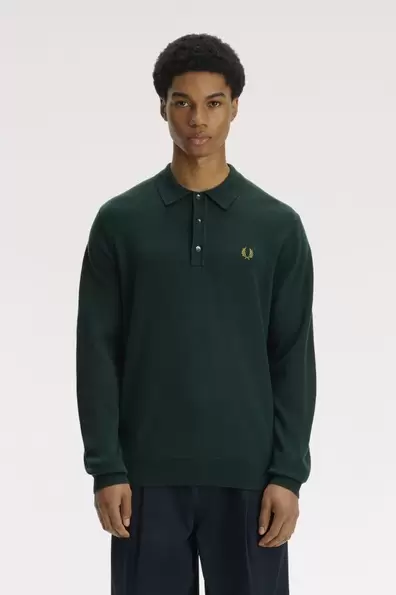 Classic Knitted Knitted Shirt Green Grassroots