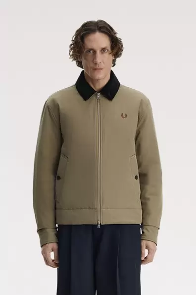 Cotton Caban Jacket Brown Golden Khaki