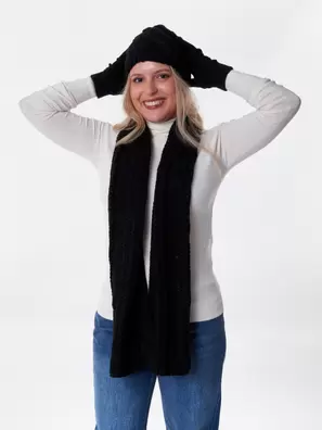 Conjunto: Luvas, Cachecol e Gorro