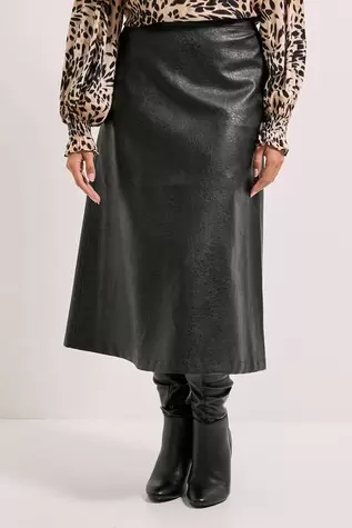 Faux Leather Midi Skirt