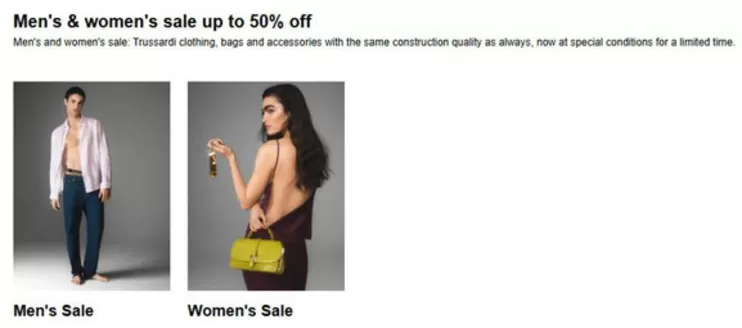 Catálogo Trussardi | Men's & women's sale up to 50% off | 2026-09-01T00:00:00.000Z - 2026-09-15T00:00:00.000Z