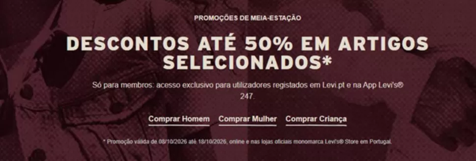 Catálogo Levi's em Alcabideche | Descontos até 50% em artigos selecionados | 2026-10-09T00:00:00.000Z - 2026-10-18T00:00:00.000Z