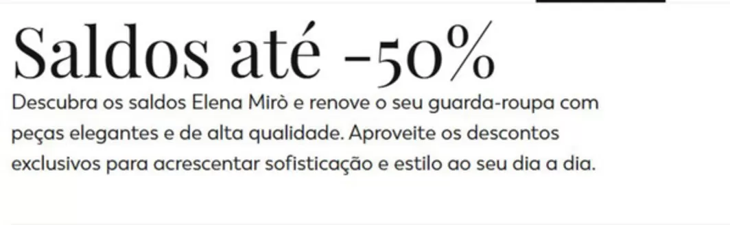 Catálogo Elena Miró em Faro | Saldos até -50% | 2026-01-15T00:00:00.000Z - 2026-01-29T00:00:00.000Z