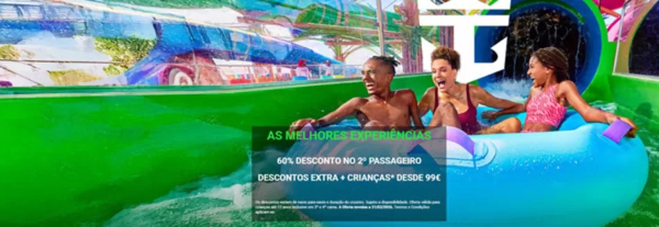 Catálogo Royal Caribbean em Pragal | 60% desconto no 2º passageiro Descontos extra + crianças* desde 99€ | 2026-03-17T00:00:00.000Z - 2026-03-31T00:00:00.000Z