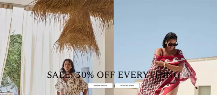 Folheto Marina Rinaldi em | Sale: 30% off everything | 2026-07-10T00:00:00.000Z - 2026-07-24T00:00:00.000Z