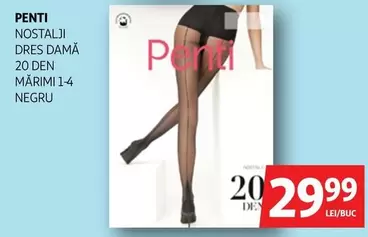 Penti - Nostalji Dres Dama 20 Den Marimi 1-4 Negru