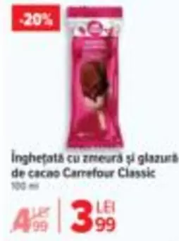 Inghețată cu zmeură şi glazură de cacao