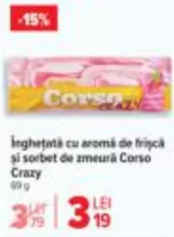 Inghețată cu aromă de frişcă si sorbet de zmeură