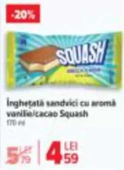 Inghețată sandvici cu aromă vanifie/cacao