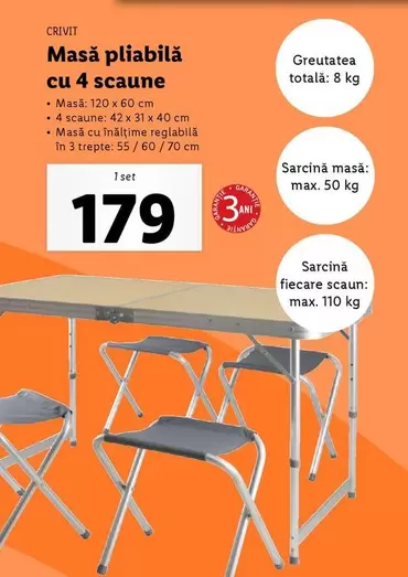 Total - Masă pliabilă cu 4 scaune