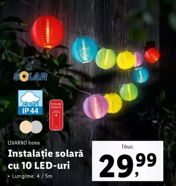 Instalație solară cu 10 LED-uri