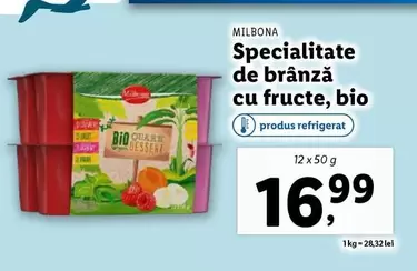 Specialitate de brânză cu fructe, bio
