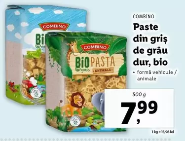 Paste din griş de grâu dur, bio