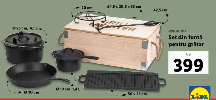 Set din fontă pentru grătar
