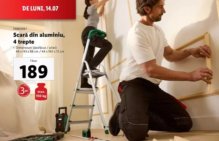 Scară din aluminiu, 4 trepte