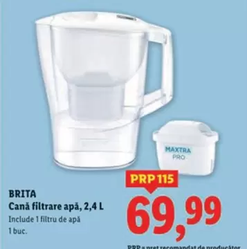 Cană filtrare apă, 2,4 L