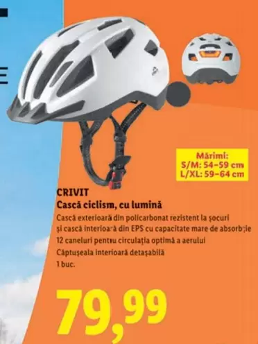 Cască ciclism, cu lumină