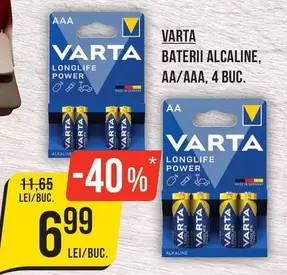 BATERII ALCALINE, AA/AAA, 4 BUC.