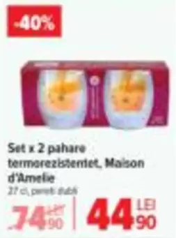 Set x 2 pahare termorezistentet