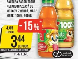 BAUTURA RACORITOARE NECARBOGAZOASĂ CU MORCOV, ZMEURĂ, MĂR/MERE, 100%