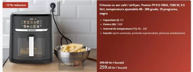 Friteuza cu aer cald / airfryer Paxton FP-8.5-10DA